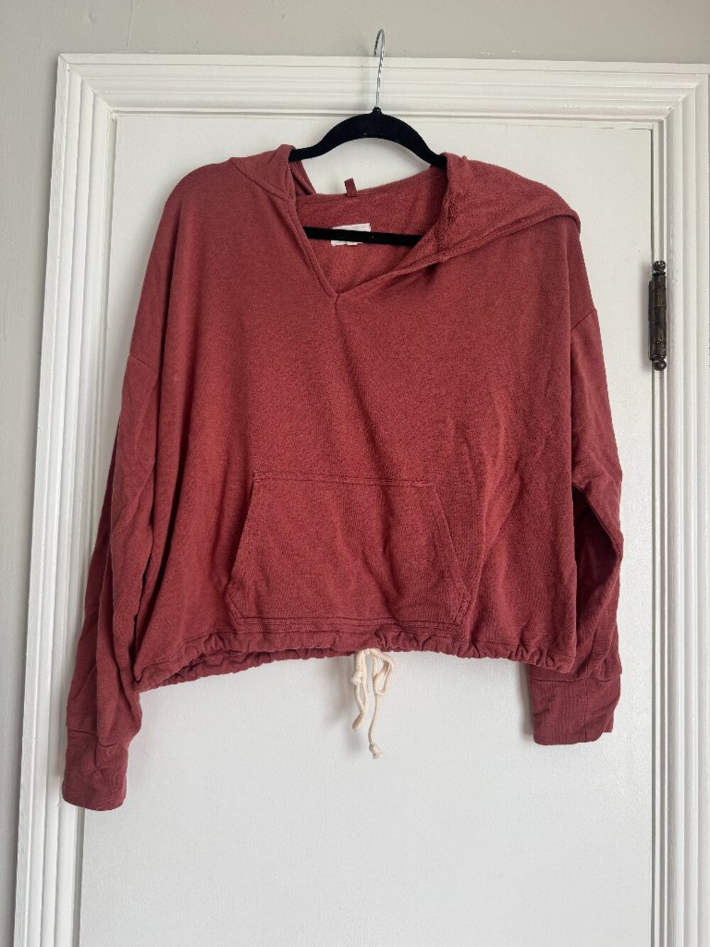 Lou & Grey LOFT Women's Crop Hooded Sweatshirt Pink Size Medium